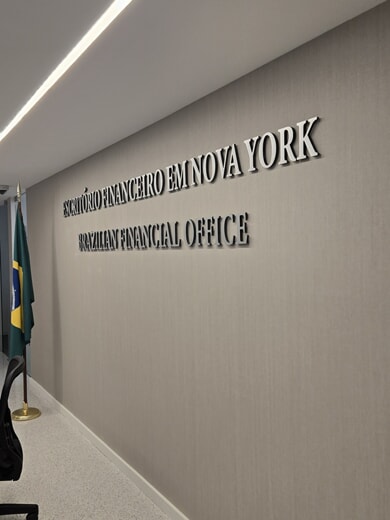 An image of the Brazil Fin office letters and emblem created by FASTSIGNS.